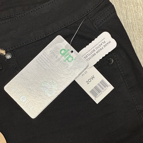 Women’s Dip 20W 2X Black Denim Jeans Bermuda Shorts Rolled Hem Stretch Mid Rise - Picture 6 of 11